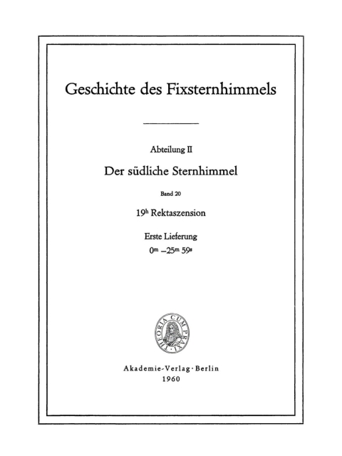 Cover image for book 19h Rektaszension, Lieferung 1: 0m–25m59s