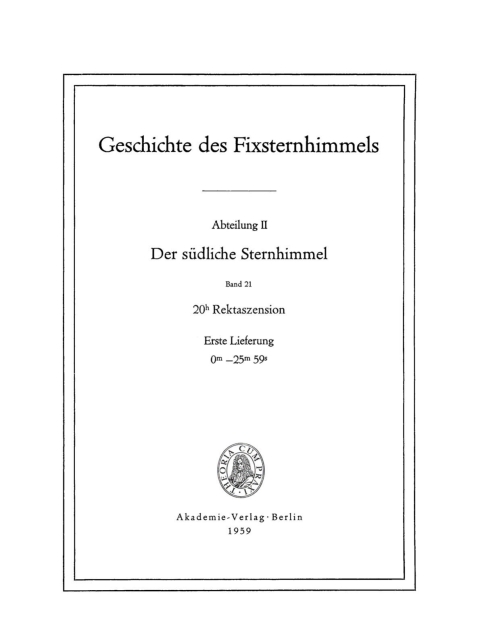 Cover image for book 20h Rektaszension, Lieferung 1: 0m–25m59s