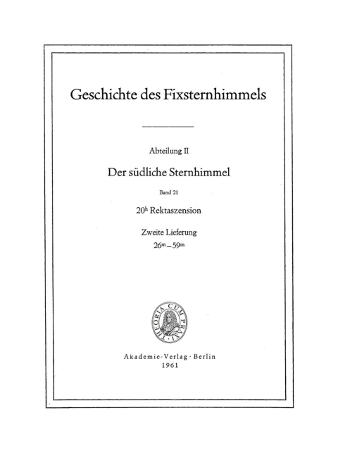 Cover image for book 20h Rektaszension, Lieferung 2. 26m–59m