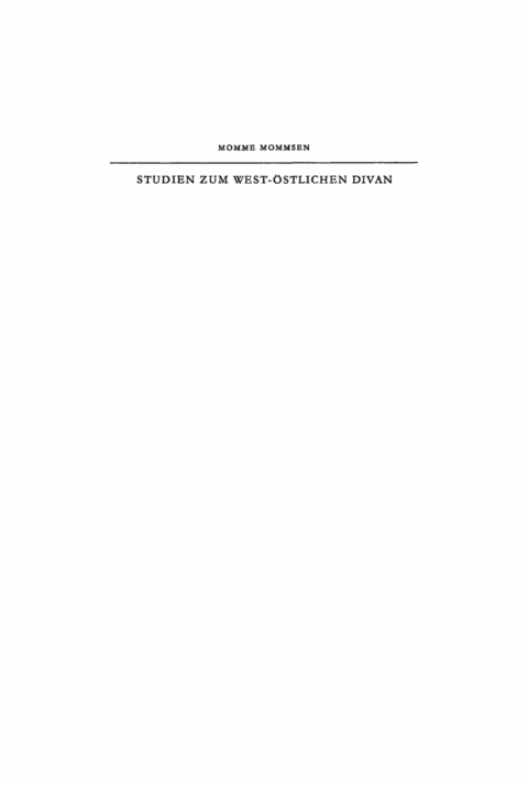Cover image for book Studien zum west-östlichen Divan