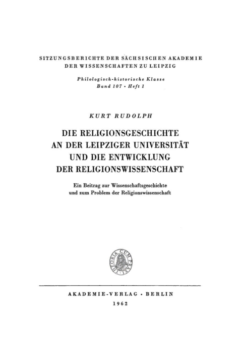 Cover image for book Die Religionsgeschichte an der Leipziger Universität und die Entwicklung der Religionswissenschaft