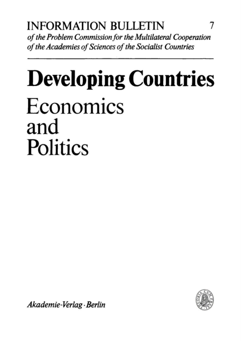 Cover image for book Developing Countries – Economics and Politics
