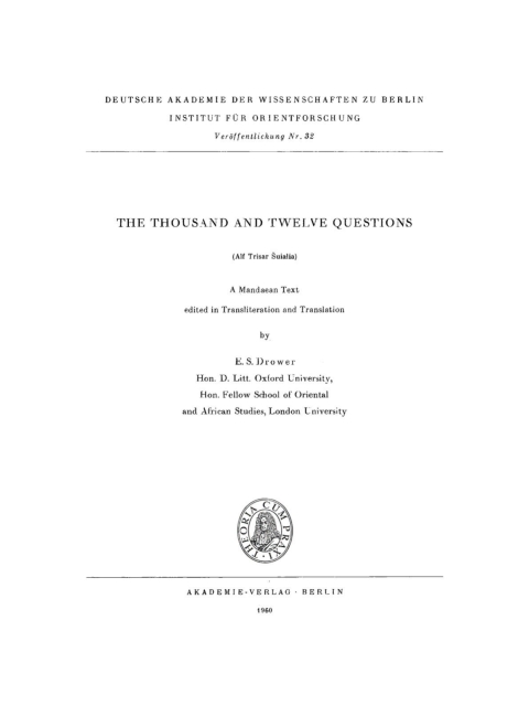 Cover image for book The Thousand and Twelve Questions