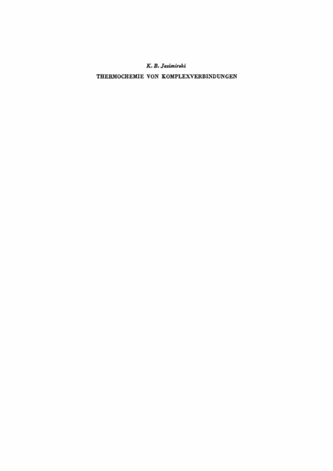 Cover image for book Thermochemie von Komplexverbindungen