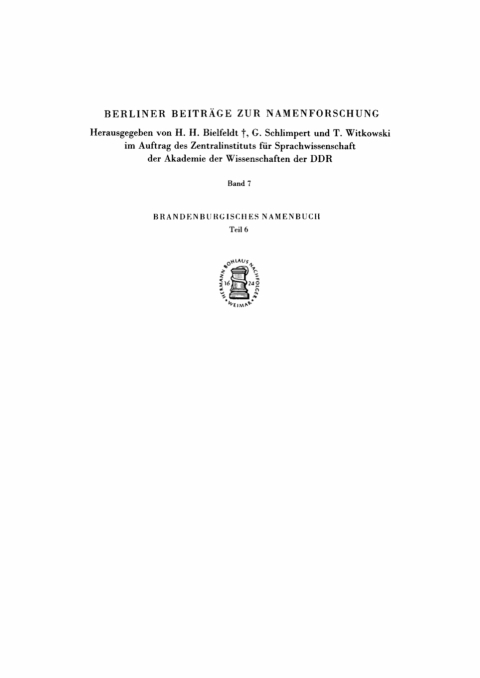 Cover image for book Die Ortsnamen der Prignitz