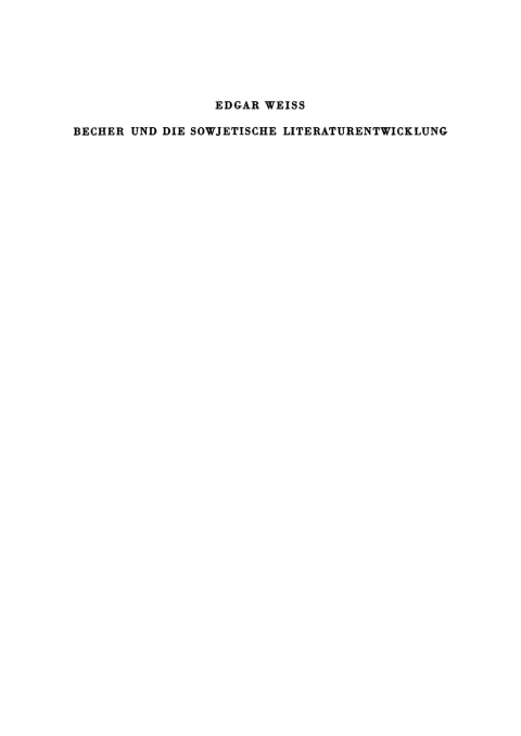 Cover image for book Johannes R. Becher und die sowjetische Literaturentwicklung (1917–1933)