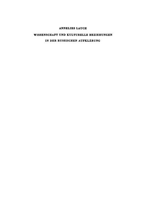 Cover image for book Wissenschaft und kulturelle Beziehungen in der russischen Aufklärung