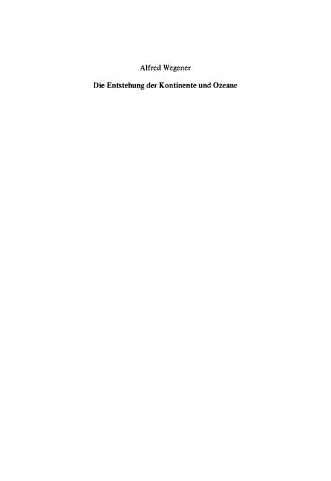 Cover image for book Die Entstehung der Kontinente und Ozeane