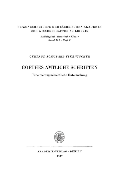 Cover image for book Goethes amtliche Schriften