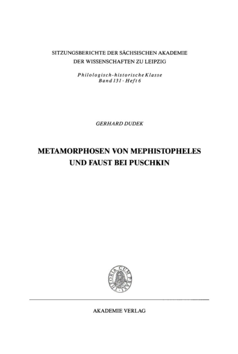 Cover image for book Metamorphosen von Mephistopheles und Faust bei Puschkin