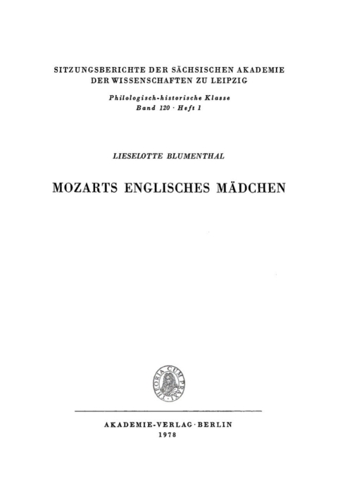 Cover image for book Mozarts englisches Mädchen