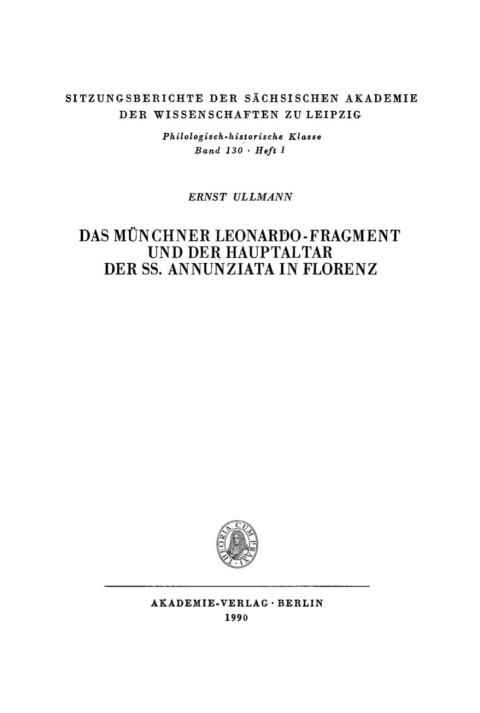 Cover image for book Das Münchner Leonardo-Fragment und der Hauptaltar der SS. Annunziata in Florenz
