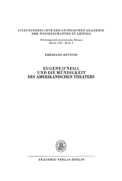 Cover image for book Eugene O’Neill und die Mündigkeit des amerikanischen Theaters