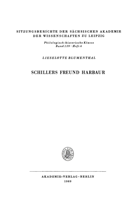 Cover image for book Schillers Freund Harbaur