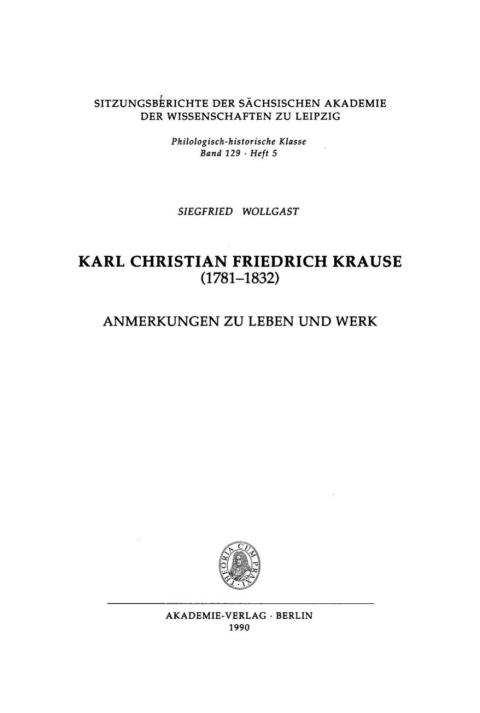 Cover image for book Karl Christian Friedrich Krause (1781–1832)