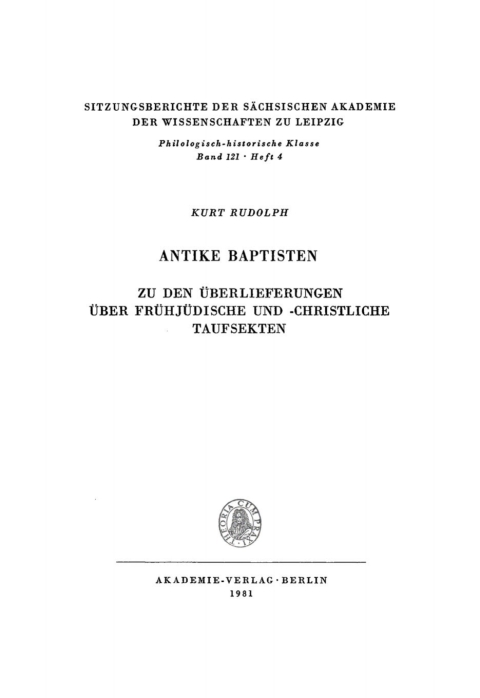 Cover image for book Antike Baptisten