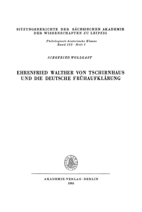 Cover image for book Ehrenfried Walther von Tschirnhaus und die deutsche Frühaufklärung