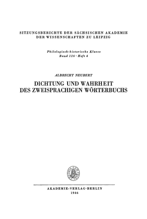 Cover image for book Dichtung und Wahrheit des zweisprachigen Wörterbuchs