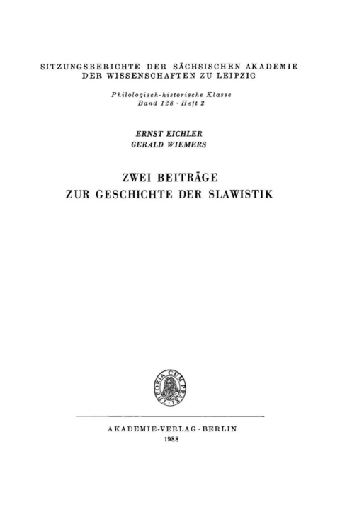 Cover image for book Zwei Beiträge zur Geschichte der Slawistik