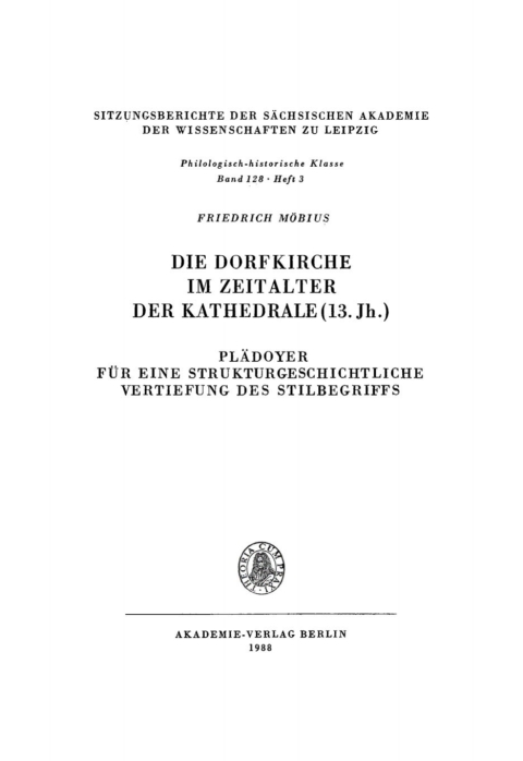 Cover image for book Die Dorfkirche im Zeitalter der Kathedrale (13. Jh.)