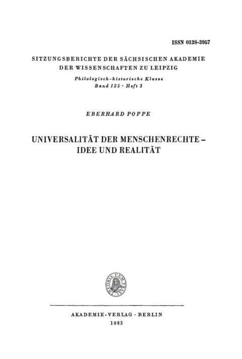 Cover image for book Universalität der Menschenrechte – Idee Undrealität