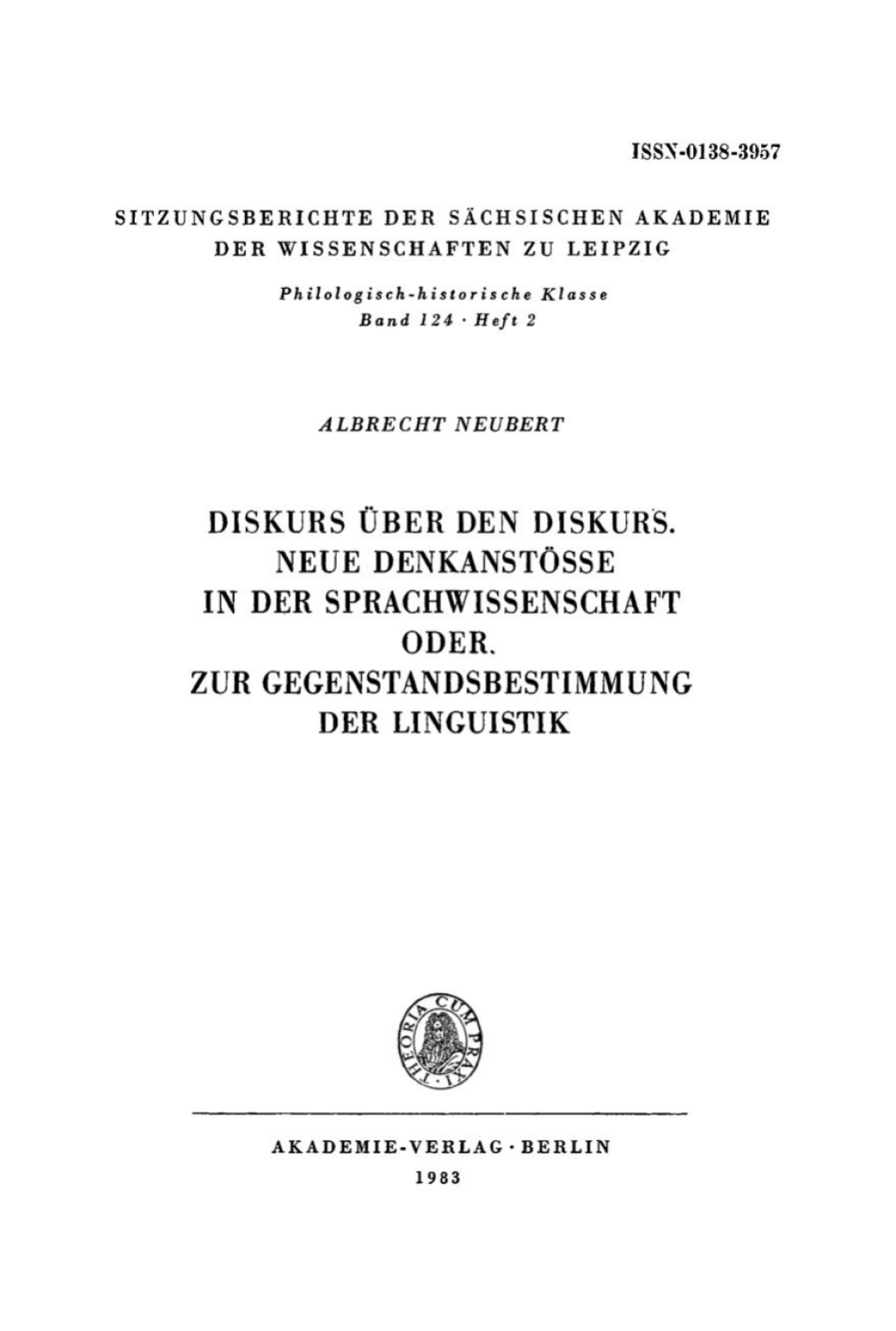 Page Fidelity Diskurs über den Diskurs. Neue Denkanstösse in der Sprachwissenschaft oder zur Gegenstandsbestimmung der Linguistik; $174.26