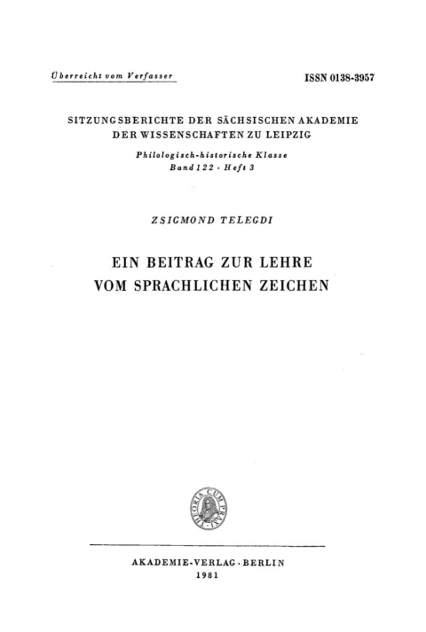 Cover image for book Ein Beitrag zur Lehre vom sprachlichen Zeichen