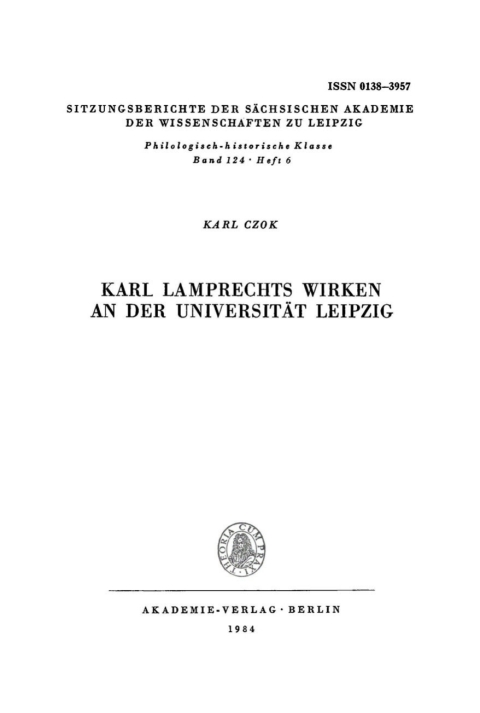 Cover image for book Karl Lamprechts Wirken an der Universität Leipzig