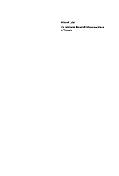 Cover image for book Die nationalen Einheitsfrontorganisationen in Vietnam