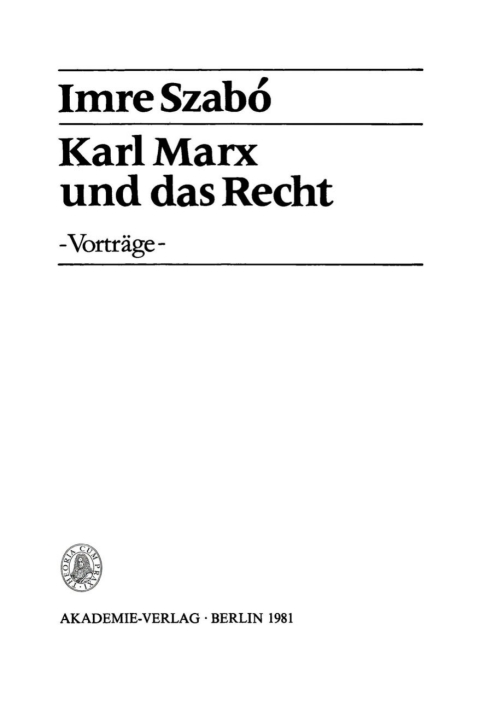Cover image for book Karl Marx und das Recht