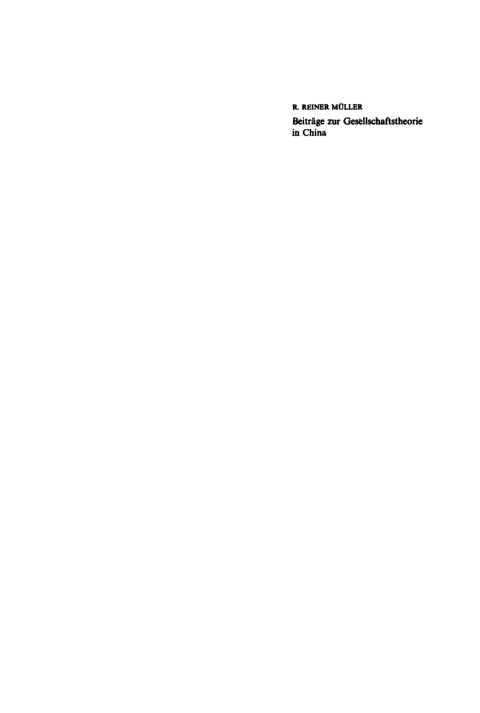 Cover image for book Beiträge zur Gesellschaftstheorie in China
