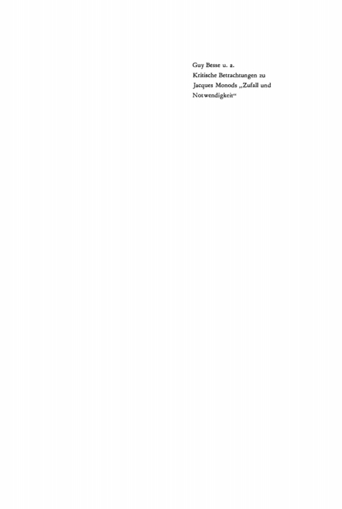 Cover image for book Kritische Betrachtungen zu Jacques Monods „Zufall und Notwendigkeit“