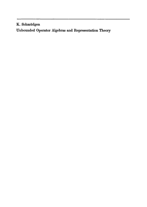 Cover image for book Unbounded Operator Algebras and Representation Theory