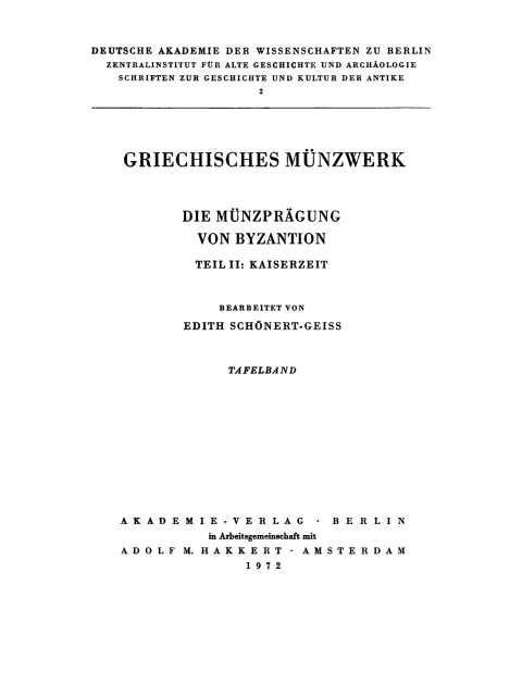 Cover image for book Griechisches Münzwerk, Die Münzprägung von Byzantion, Teil 2: Kaiserzeit, Tafelband