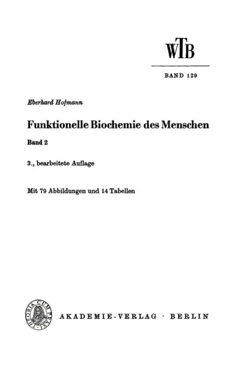 Cover image for book Funktionelle Biochemie des Menschen, Band 2