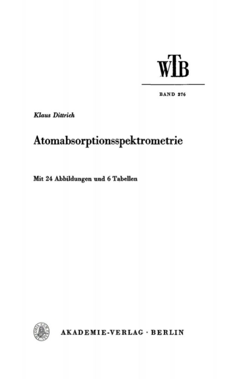 Cover image for book Atomabsorptionsspektrometrie