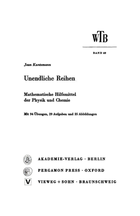 Cover image for book Unendliche Reihen