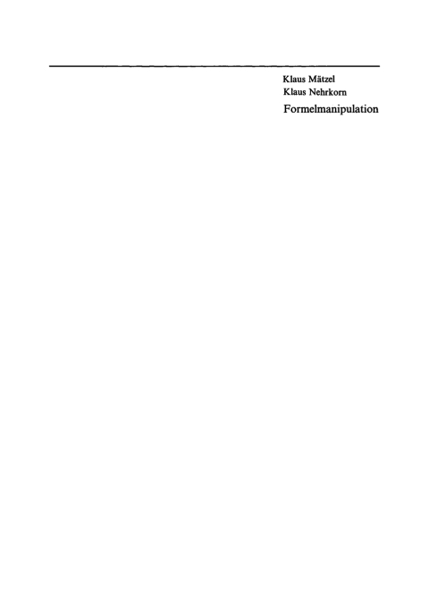 Cover image for book Formelmanipulation mit dem Computer