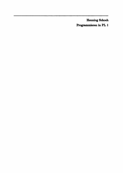 Cover image for book Programmieren in PL 1