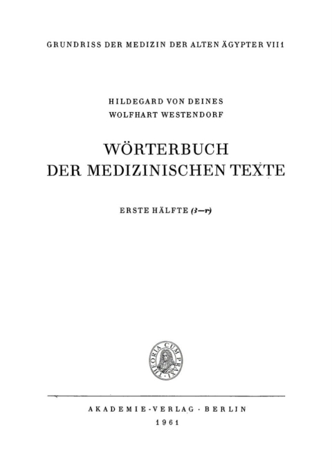 Cover image for book Wörterbuch der medizinischen Texte, Hälfte 1: (3 - r)