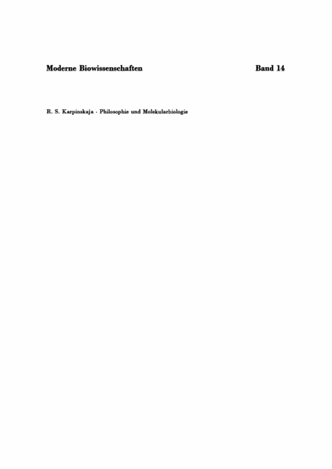 Cover image for book Philosophie und Molekularbiologie
