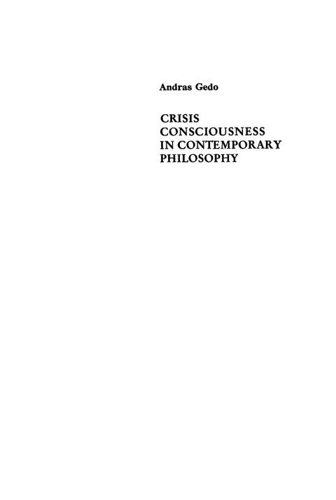 Cover image for book Crisis Consciousness in Contemporary Philosophy