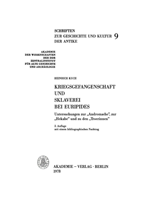 Cover image for book Kriegsgefangenschaft und Sklaverei bei Euripides