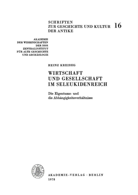 Cover image for book Wirtschaft und Gesellschaft im Seleukidenreich