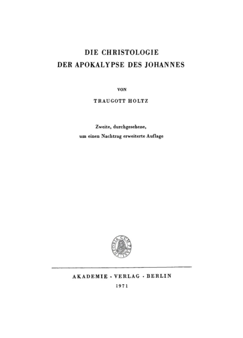 Cover image for book Die Christologie der Apokalypse des Johannes