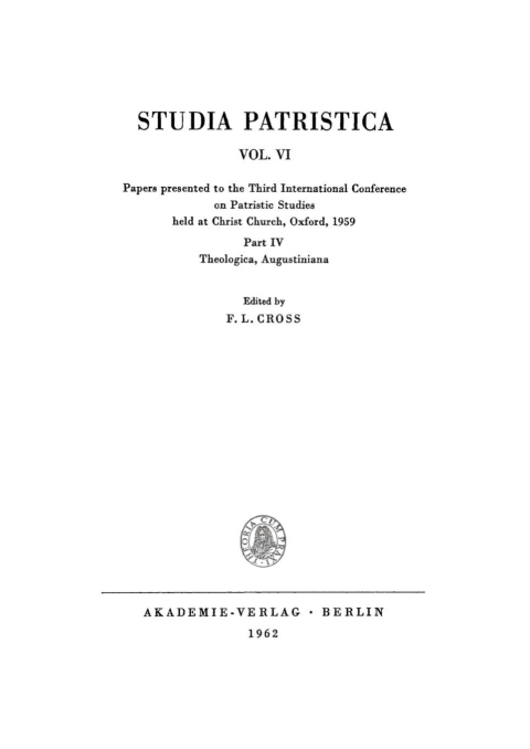 Cover image for book Papers presented to the Third International Conference on Patristic Studies held at Christ Church, Oxford, 1959
