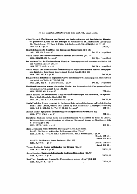 Cover image for book Papers presented to the Third International Conference on Patristic Studies held at Christ Church, Oxford, 1959