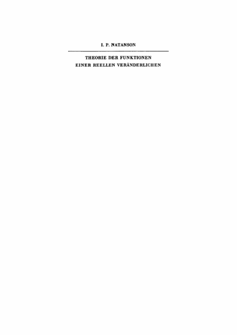 Cover image for book Theorie der Funktionen einer reellen Veränderlichen