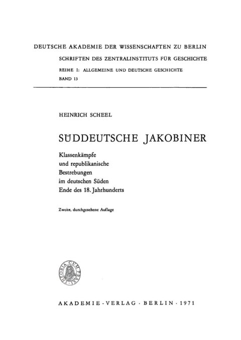Cover image for book Süddeutsche Jakobiner