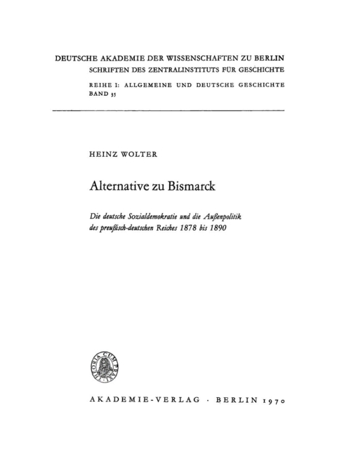 Cover image for book Alternative zu Bismarck